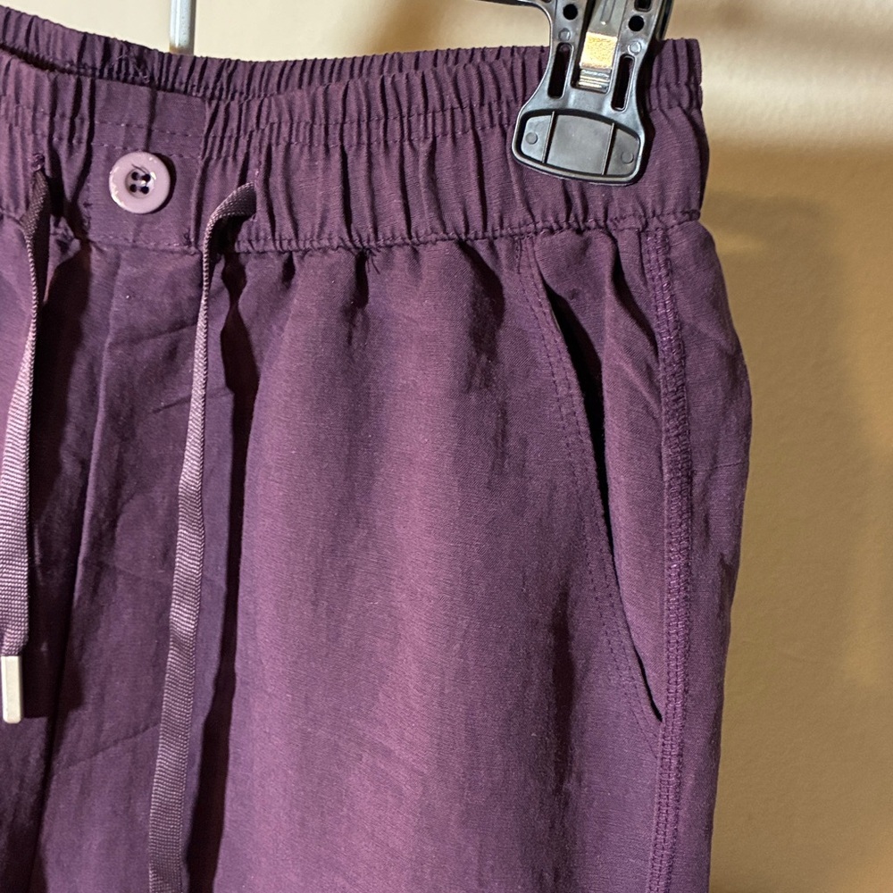 NIP!!!Deep Purple Linen Blend Wide Leg Drawstring Pants. Size Small - Picture 7 of 9
